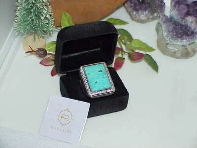 HSN Rarities Turquoise White Topaz & Rosewood Sterling Carol Brodie Ring Sz 11 - Image 1 of 4