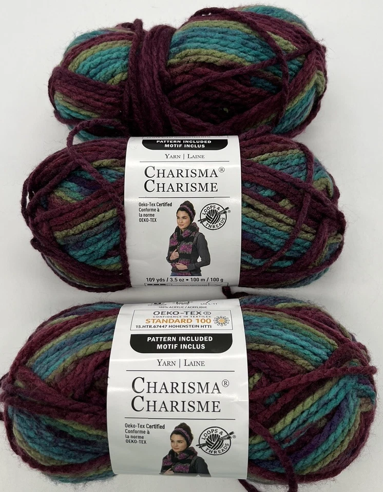 Loops & Threads Charisma Yarn "Mulberry Bush" 3 Skeins #1307 - Image 1 of 4
