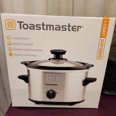Olla de cocción lenta de acero inoxidable Toastmaster de 1,5 cuartos modelo TM-153SC sin UPC NUEVA EN CAJA Foto 1 de 4