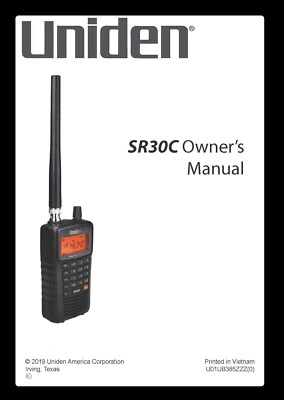 Uniden SR30C Instructions Operating Manual User Guide Coil Bound - Image 1 of 4