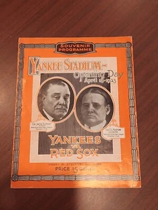 Yankee Stadium Opening Day April 18, 1923 Yankees Red Sox Reprint Program - Picture 1 of 3