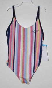 NWT ROXY Girl Lovely Shine Multicolor Striped 1pc Swimsuit sz 8 - Picture 1 of 11