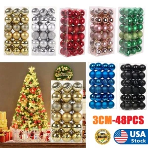 48x Christmas Tree Ball Family Party Ornament Hanging Christmas Decoration Balls - Picture 1 of 29