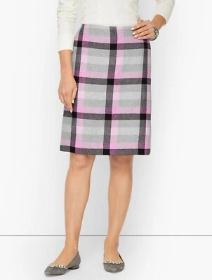 NEW $109 TALBOTS Pink,Gray Dreamy Plaid Wool-Blend A-Line Skirt Sz 16W - Image 1 of 4