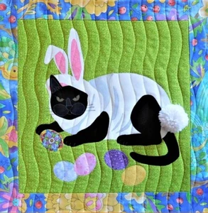 Feline Drive Fabric CRABBY COTTONTAIL Easter Cat Trouble & Boo Designs PATTERN - Picture 1 of 8