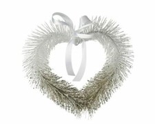 CHRISTMAS WREATH - WHITE AND GOLD GLITTER HEART - CHRISTMAS DECORATION - 30CM
