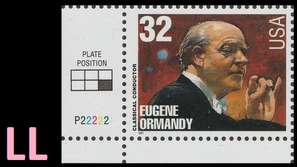 US 3161 Classical Conductor Eugene Ormandy 32c plate single LL P22222 MNH 1997 - Image 1 of 1