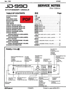 Roland JD-990 Service Manual with Electronic Schematics (ENG / JAP) - Picture 1 of 1