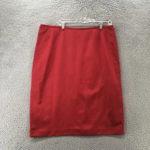 Kasper Straight Pencil Skirt Womens 18 Red Back Zip Slit Knee Length Casual - Picture 1 of 9