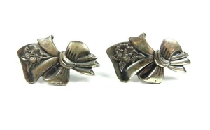 GORGEOUS VINTAGE STERLING SILVER EARRINGS FLORAL BOUQUET SCREW BACK EARRINGS - Picture 1 of 8
