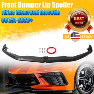 For Chevy Corvette C8 2020-2023 Carbon Fiber Black Front Bumper Lip Splitter New - Picture 1 of 14