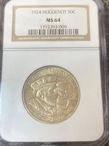 1924 P Classic Commemorative Huguenot - Walloon Tercentenary NGC MS-64 HUGUENOT - Picture 1 of 2