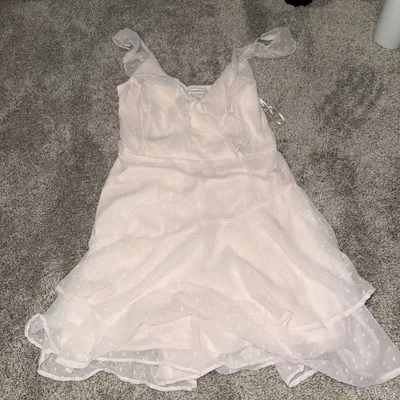 Vestido Sinceramente Jules Rosa Punto Suizo Volantes Talla S Forrado Chifón Transparente Romántico Foto 1 de 4