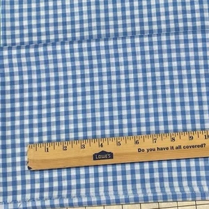 Blue White Gingham 1/4 inch Check Cotton Fabric Cotton Blend BT Half Y #10 - Picture 1 of 3