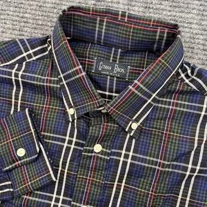 Vintage Gitman Bros Hemd Herren Large blau grün kariert Knopfleiste Oxford USA Large - Bild 1 von 5