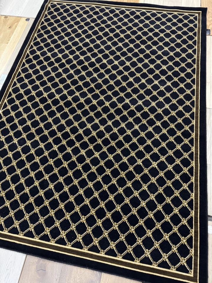 Karastan English Manor Coll. Coventry Trellis Black 5'7x7'11 100% Wool rug ::NEW - Image 1 of 4