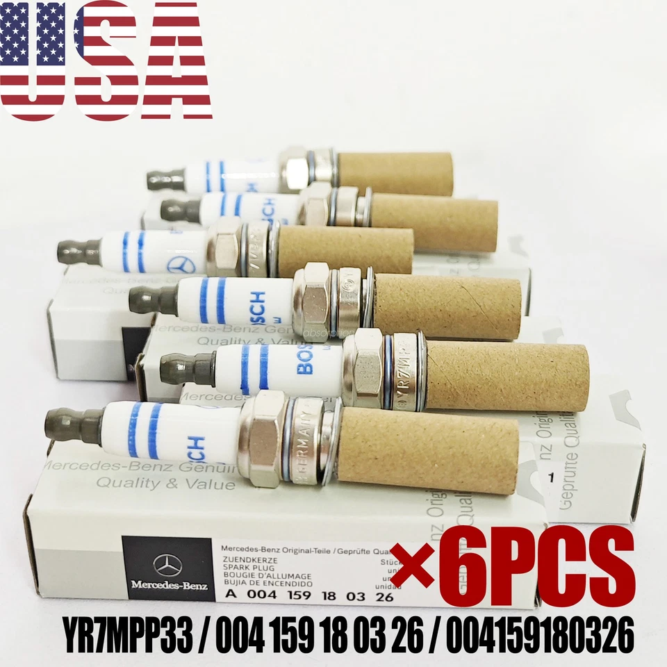 6PCS Genuine OEM YR7MPP33 Platinum Spark Plugs For Mercedes 004159180326 Origin - Изображение 1 из 4