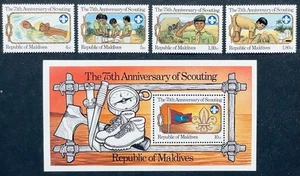 MALDIVES 75TH ANNIVERSARY OF SCOUTING STAMPS SET & SS MNH 1982 BOY SCOUTS CAMP 1 - Picture 1 of 3