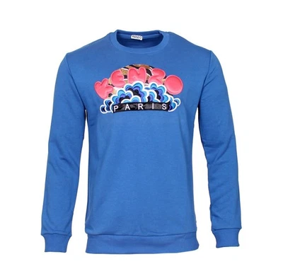 Kenzo Men’s Jumpe New Kenzo Paris Blue Sweatshirt – Wave Embroidery – L, XL, 2XL Foto 1 de 3