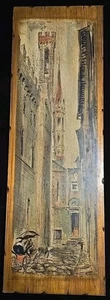 Italienisches Ölgemälde auf Karton signiert von R. Marmaioli 34 x 11 Zoll - Bild 1 von 7