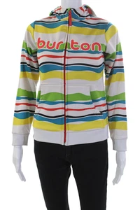 Burton Womens Striped Full Zip Graphic Hooded Jacket Multicolor Size M - Picture 1 of 7