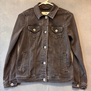 Abercrombie Kids Denim Jacket Jean Trucker Moto Preppy Stretchy 13/14 Skater - Picture 1 of 11