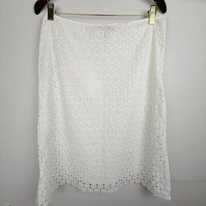 Falda Ann Taylor Mujer Talla 8 Blanca Ojales Encaje Floral Forrada Línea A Elegante - Imagen 1 de 11