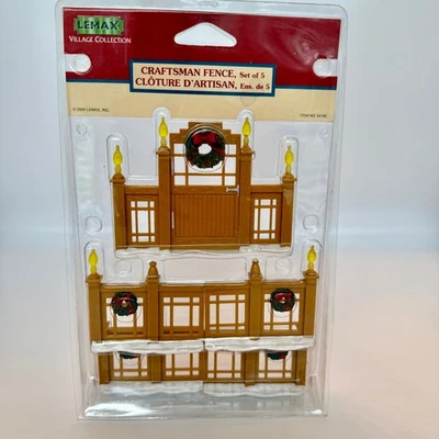 NIB 2004 Lemax Craftsman Fence Set of 5 Christmas Village Home Accessory #44180 - Image 1 of 4
