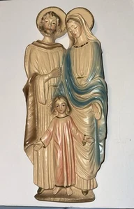 Chalkware Holy Family Vintage Wall Hanging Joseph Mary Child Jesus Religious Art - Picture 1 of 16
