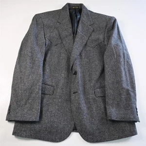 Circle S 44R Gray Herringbone Tweed Western Yoke Blazer Suit Jacket Sport Coat - Picture 1 of 12