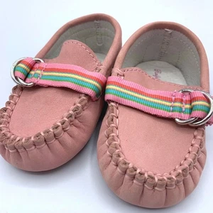 Ralph Lauren pink suede infant toddler moccasins size 3 - Picture 1 of 7