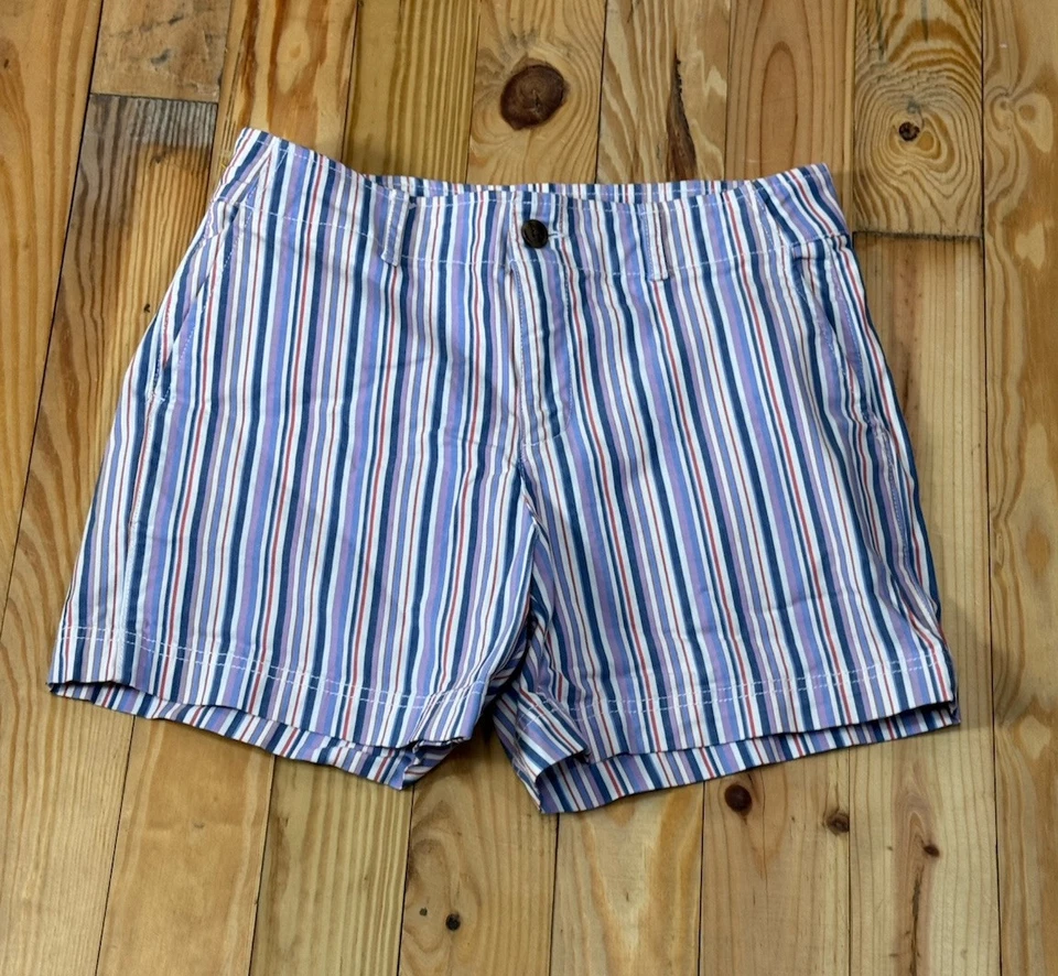 Pantalones Cortos Informales Gap Púrpura Azul Rayas Algodón Chino 5" Tiro Medio Para Mujer Talla 4 Foto 1 de 4