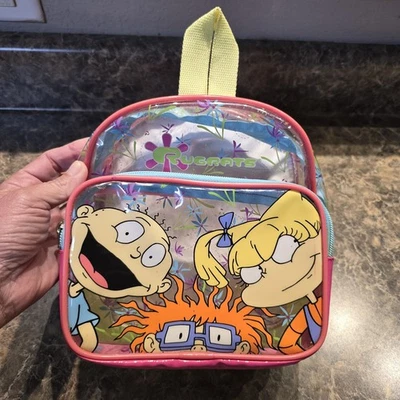 Mochila pequena vintage Rugrats 1998 transparente multicolorida 8" East Ends acessórios - Imagem 1 de 4
