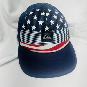 Quiksilver Flag Snapback Trucker Hat American Stars & Stripes Vintage Surfer EUC - Picture 1 of 4