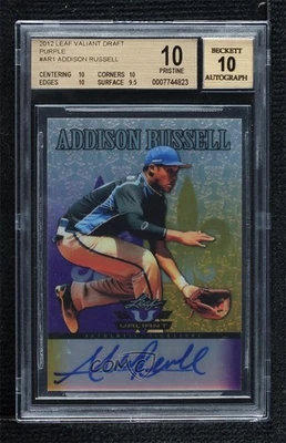 2012 Leaf Valiant Purple /25 Addison Russell #VA-AR1 BGS 10 PRISTINE Auto - Image 1 of 2