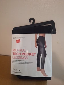¡NUEVO! Leggings Hanes negros de tiro medio Tech con bolsillo talla mediana - Imagen 1 de 1
