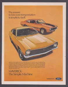 1971 Printanzeige Ford Maverick Low Cost Transportation Simplicity Itself - Bild 1 von 1