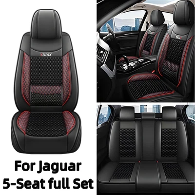 Juego completo de 5 asientos de cuero PU hilo de hielo cubierta de asiento para Jaguar XJR XJ XF XFR F-Pace Foto 1 de 4