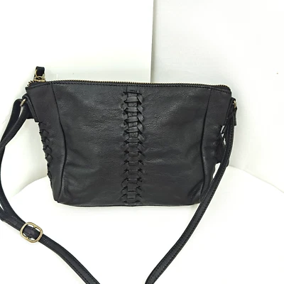 Bolso Bandolera Anthropologie Day & Mood Eve Cuero Negro Acentos Tejidos Foto 1 de 4