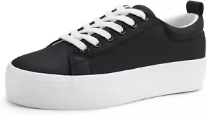 Women Lace up Platform Sneakers Comfortable Casual Fashion Sneaker Walking Shoes - Picture 1 of 6