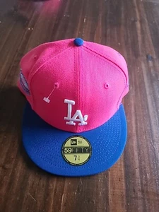 Los Angeles Dodgers LA New Era stadium 50th pink fuscia cap Hat 59Fifty 7 3/4 - Picture 1 of 5