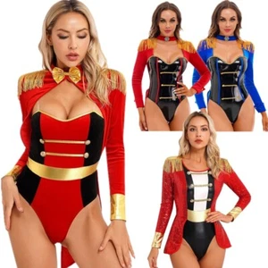 Mujeres Circo Ringmaster Disfraz Juegos con disfraces Halloween Circo Showman Body - Imagen 1 de 61
