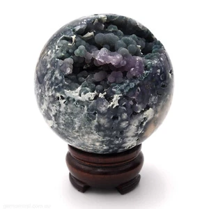 Sphere 70mm Grape Agate 400g Gemstone Crystal Ball Natural Mineral + Stand - Picture 1 of 7