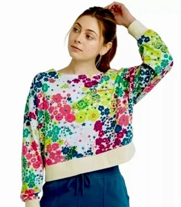 CHAMPION Women’s Plus 2XL French Terry Boat Neck Flower Power Sweatshirt NWT - Picture 1 of 7