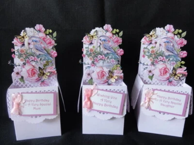 Happy Birthday Pop Up Box Card BIRD ON BASKET Mum, Daughter, Niece, Sister, Aunt - Image 1 of 4