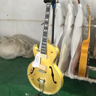 Gold ES-295 Electric Guitar Left-Handed Hollow Body Black Fretboard 2P90 Pickups - Image 1 of 4