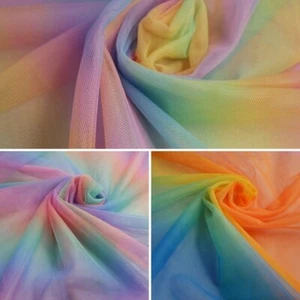 Mesh Netting Tulle Fabric Multicolour Pastel Rainbow LGBTQ+ Dancewear 145cm Wide - Picture 1 of 4