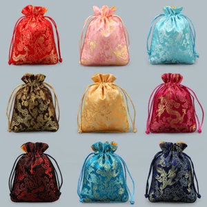 Wholesale 20pcs Chinese Handmade Silk Dragon Pattern Pouches Coin Purse Gift Bag - Picture 1 of 4