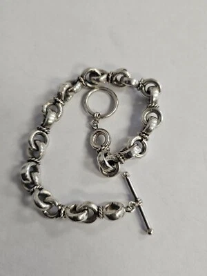925 Sterling Silver Infinity Link  Bracelet 8.5" 30 Grams  1/4" Wide - Image 1 of 4