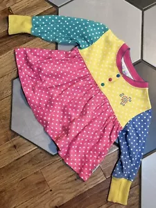 Blusa Top Camisa Gymboree Etiqueta Arco Iris Vintage Bloque de Color Lunares XS 9m-1.5Y - Imagen 1 de 6
